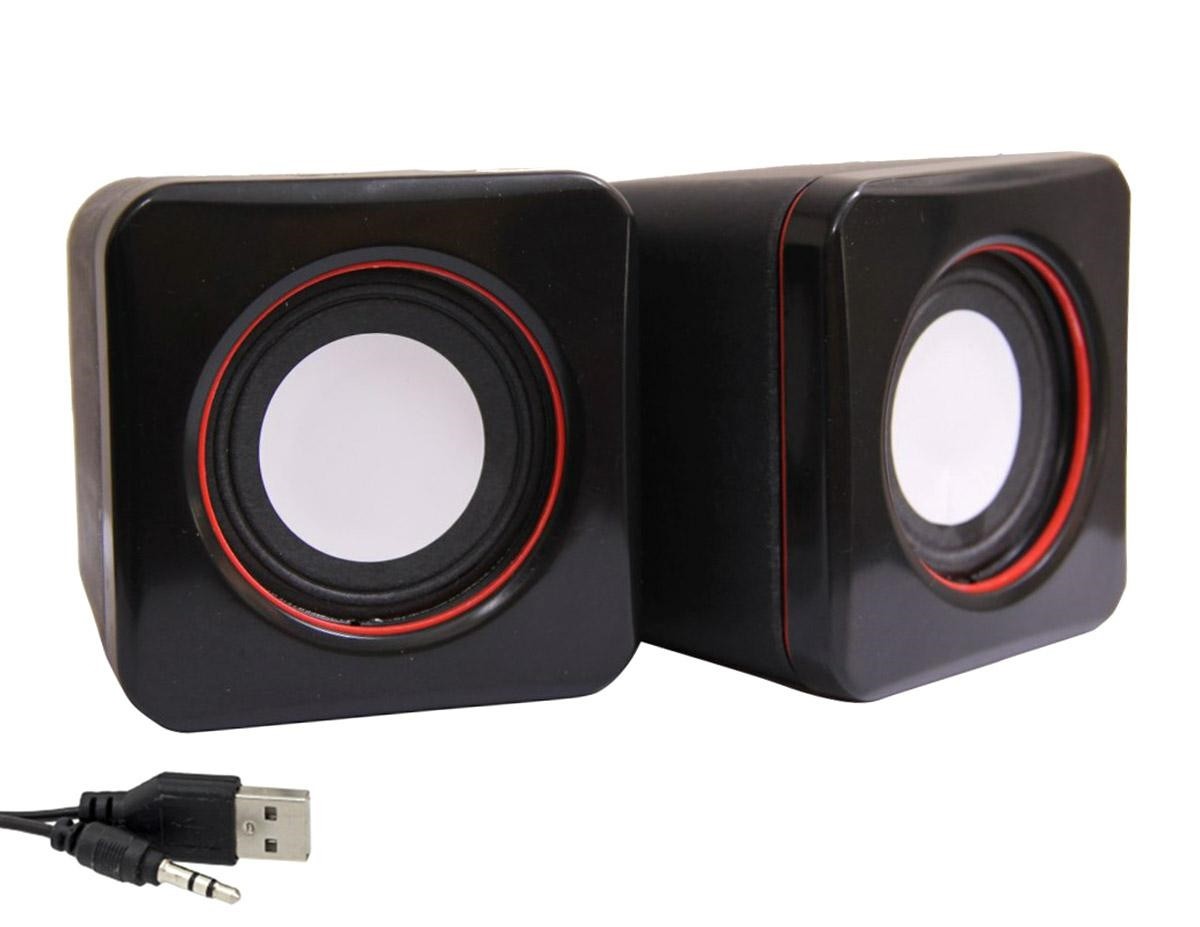 Mini boxe stereo 2.0, 6W, 30Hz - 20Khz, 4Ω, 80dB, 182g, 7,5 x 6 x 5,5cm, negru/rosu - imagine 6